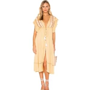 Free People Will Yellow Wait For You Midi Dress
